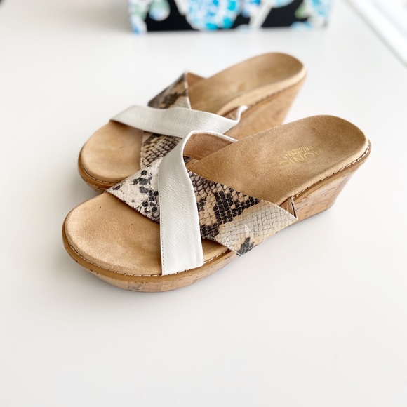Vionic Shoes - VIONIC • Montego Strappy Wedge Sandals White Snake